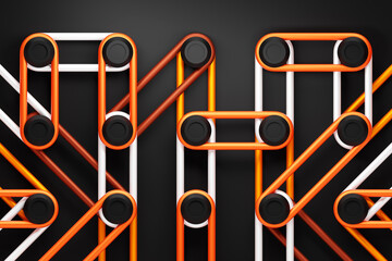 Poster - Plastic colorful shapes. Abstract geometric composition. Modern fashionable design. 3D rendering illustration