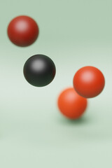 Poster - Close-up 3d  colorful  illustration. Different geometric shapes  sphere are placed at the same distance. Simple geometric shapes flying