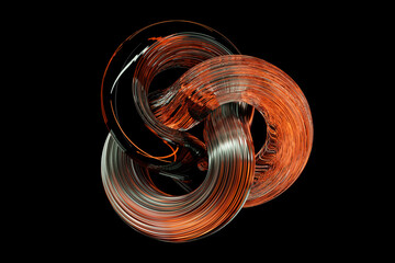 Fototapete - 3d 3D illustration, neon illusion isometric abstract shapes colorful shapes intertwined