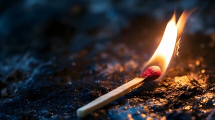 Wall Mural - a matchstick with a red match sitting on top of it