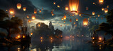 Fototapeta Londyn - ame of Glowing Lanterns Illuminate Your Pathway to a Brigh New Year Eve 