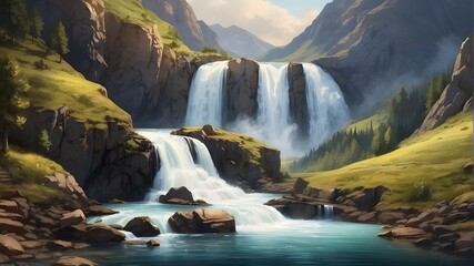 waterfall in the mountains