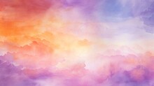 Abstract Watercolor Background Sunset Sky Orange Purple