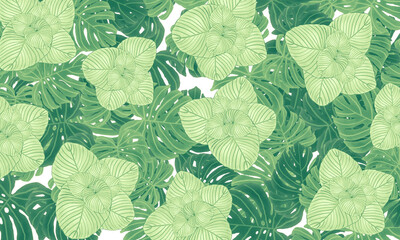 green tropical leaves  spring nature wallpaper background