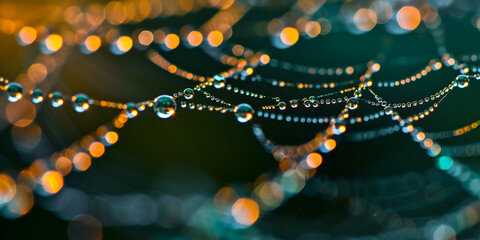 rain drops on a spider web
