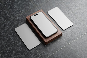 Aufkleber - Realistic Screen phone mockup 3D rendering, App interface, ux or presentation UI design interface