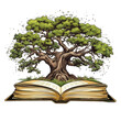 illustration old book and tree lustra png