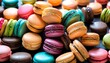 multitude of colorful chocolate macaroons background