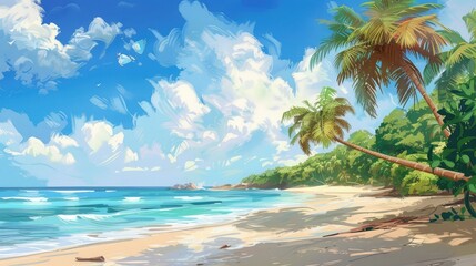 Wall Mural - Palm and tropical beach