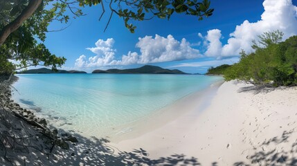 Poster - Panorama of a beautiful white sand beach and turquoise water