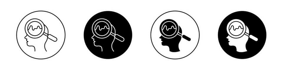 Wall Mural - Self Research Icon Set. Cognitive science analysis vector symbol in a black filled and outlined style. Mind Exploration Sign.