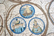 Floor mosaic in front of the Church of the Beatitudes, the traditional place where Jesus gave the Sermon on the Mount, Galilee, Israel