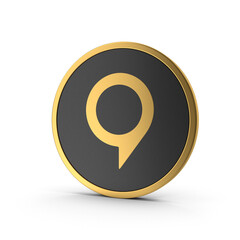 Fototapete - 3D PNG  Golden Map Pointer, Location Map Icon, Gold Texture, Golden location pin or navigation, Web location point, pointer, Gold Pointer Icon, Location symbol. GPS, travel, navigation, place position