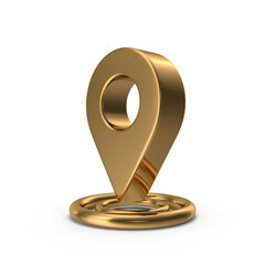 Fototapete - 3D PNG  Golden Map Pointer, Location Map Icon, Gold Texture, Golden location pin or navigation, Web location point, pointer, Gold Pointer Icon, Location symbol. GPS, travel, navigation, place position