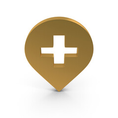 Fototapete - 3D PNG  Golden Map Pointer, Location Map Icon, Gold Texture, Golden location pin or navigation, Web location point, pointer, Gold Pointer Icon, Location symbol. GPS, travel, navigation, place position