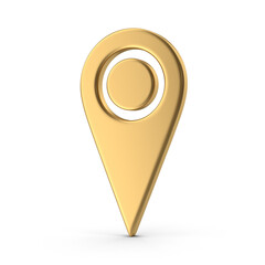 Poster - 3D PNG  Golden Map Pointer, Location Map Icon, Gold Texture, Golden location pin or navigation, Web location point, pointer, Gold Pointer Icon, Location symbol. GPS, travel, navigation, place position