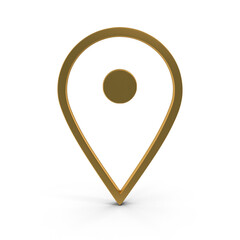 Poster - 3D PNG  Golden Map Pointer, Location Map Icon, Gold Texture, Golden location pin or navigation, Web location point, pointer, Gold Pointer Icon, Location symbol. GPS, travel, navigation, place position