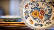 Meticulous hand painted details on a decorative plate