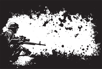 Wall Mural - Vector illustration of a soldier on an abstract background