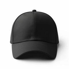 Wall Mural - Black cap mockup, isolated on white background, front view