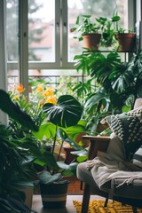 a modern balcony with beautiful furniture and great plants
