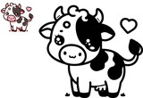 Fototapeta Pokój dzieciecy - Coloring book cow theme, cartoon vector illustration.