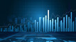 Futuristic Digital Financial Graph on Dark Blue Background Economic Growth Concept