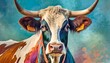 cow head with horns colorful illustration cattle livestock animal muzzle
