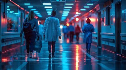 Wall Mural - Emergency Care: Doctors and Nurses Rushing to Attend to Patients in the ER