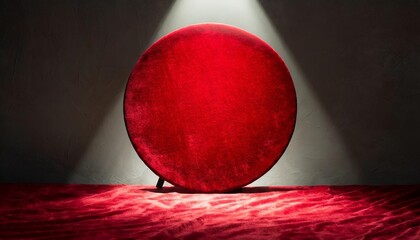 Poster - red velvet texture illuminated by a circle shaped spotlight