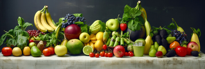 Wall Mural - Fruit and salad composition