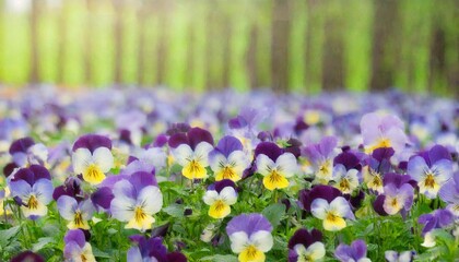 Wall Mural - viola flowers field