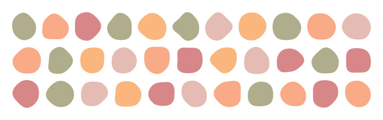 Poster - Collection of liquid colorful pastel speech blotch spot irregular vector form isolated on transparent background, random cube drops simple elements, organic amoeba blob shape in modern fluid dynamic