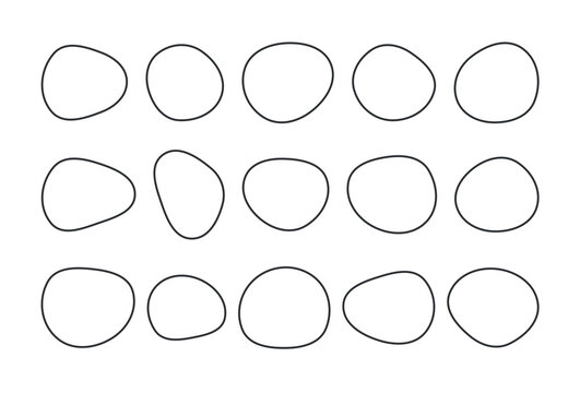 Collection of outline paint liquid black speech blotch spot irregular vector form isolated on transparent background, random cube drops simple elements, organic amoeba blob shape in modern style fluid