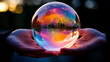 The rainbow-like sheen on a soap bubble