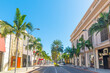 Luxury stores and palm trees in world famous Rodeo Drive in Beverly Hills