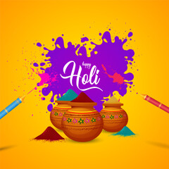 Wall Mural - There are three bowls of colored powder on the card. These powders are traditionally made from natural ingredients such as turmeric, beetroot, and neem