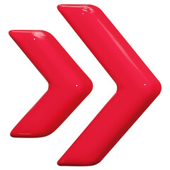A red png arrows. Shiny 3d glass Arrows icon. Arrows Cartoon minimal style collection.