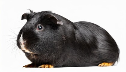 Wall Mural - black guinea pig isolated on transparent background cutout