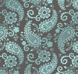 Wall Mural - Colorful wedding card design, paisley floral pattern , India	