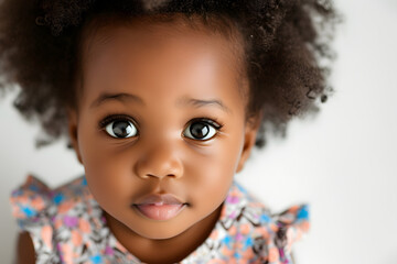 Sticker - Closeup portrait of cute African American baby toddler isolated on white background