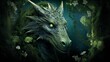 AI generated illustration of a dragon in a green forest