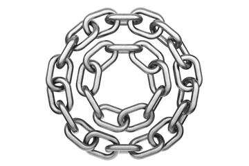 Wall Mural - metal chain on a transparent, white background. metal chain blank in a circle for your design. metal