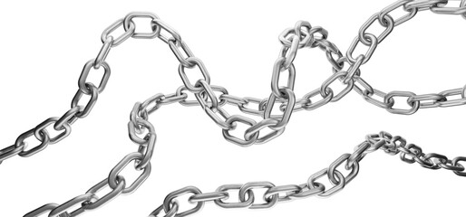 metal chain in wave. metal chain blank for your design. several metal chains of different sizes. 3d 