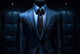 Fototapeta  - A men shirt in the form of dark blue suits on a mannequin.