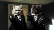 © Wirestock - two cats dressed in suits with pistols, one cat wearing a suit and the other