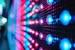 Luminous LED Panel: Abstract Bright Blue Background with Closeup of Glowing Bulbs