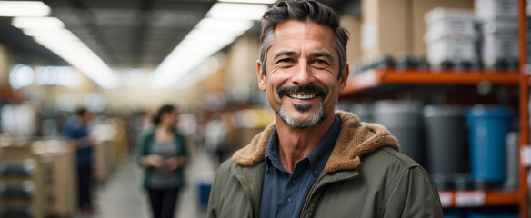 salesman in a hardware warehouse