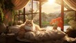 Easygoing cat enjoying a plush retreat.
