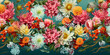 botanical float pattern, very colorful, maxi floral style, realistic, very detailed, Generative ai